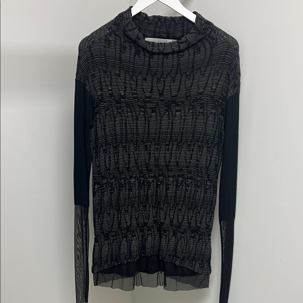 Chic Black Patterned Cowl Neck Sweater